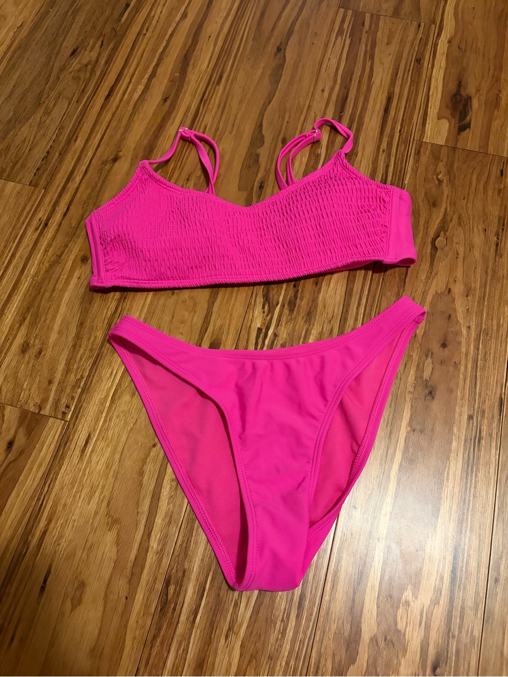 wild fable Hot Pink Smocked Bikini Set (Top and Bottoms)